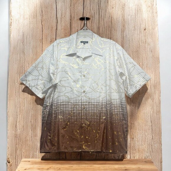 Pronti Collection By Phita Gold Chain Design Button Up Mens Size 3XL Polyester - Picture 1 of 6